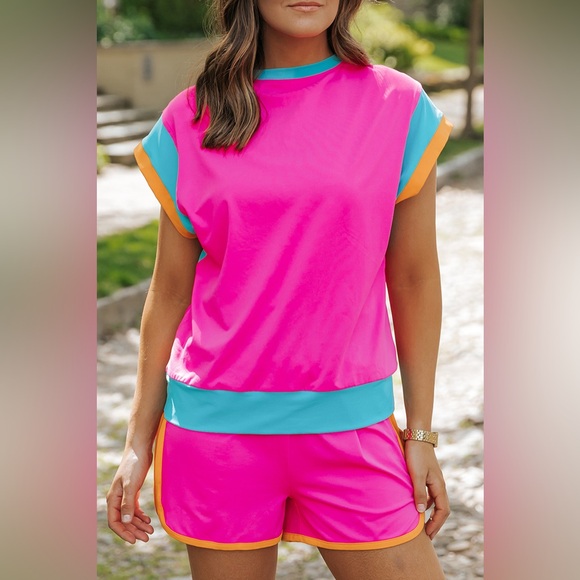Neon Color‎ Block Short Set - Picture 3 of 9